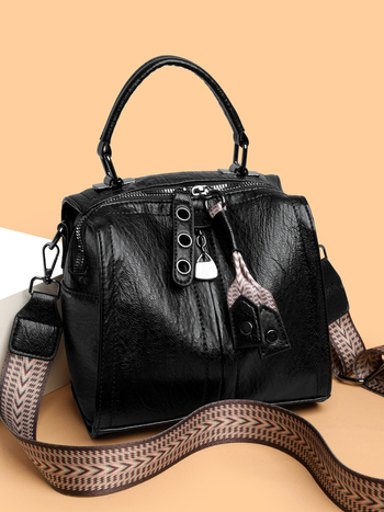 Ženska retro Boston torba od PU umjetne kože, rameni i crossbody remen, mala veličina, moderan svakodnevni stil, velik kapacitet