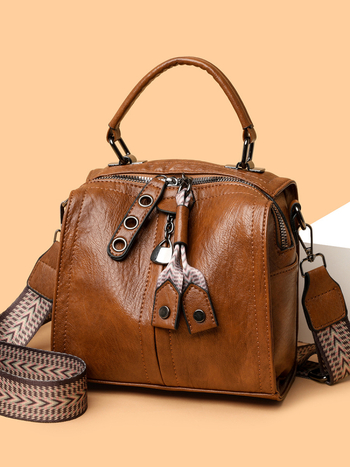Ženska retro Boston torba od PU umjetne kože, rameni i crossbody remen, mala veličina, moderan svakodnevni stil, velik kapacitet