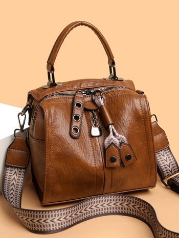 Ženska retro Boston torba od PU umjetne kože, rameni i crossbody remen, mala veličina, moderan svakodnevni stil, velik kapacitet