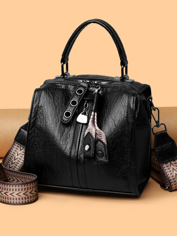 Ženska retro Boston torba od PU umjetne kože, rameni i crossbody remen, mala veličina, moderan svakodnevni stil, velik kapacitet