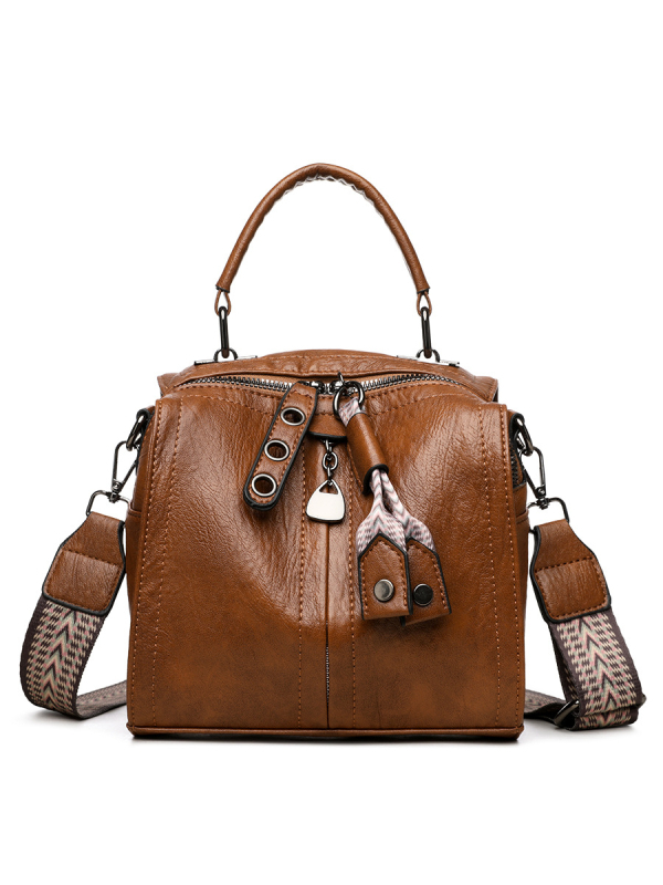 Ženska retro Boston torba od PU umjetne kože, rameni i crossbody remen, mala veličina, moderan svakodnevni stil, velik kapacitet