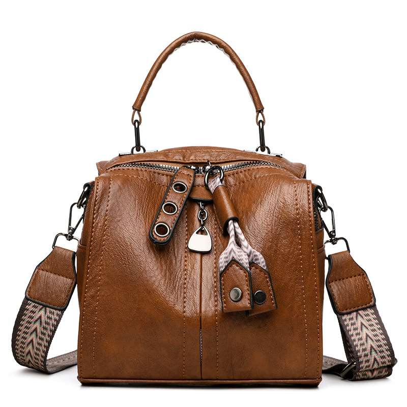 Ženska retro Boston torba od PU umjetne kože, rameni i crossbody remen, mala veličina, moderan svakodnevni stil, velik kapacitet