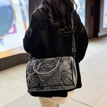 Ženska torba od ispranog denima, velika kapaciteta, ramena ili crossbody, vintage stil, svakodnevna torba