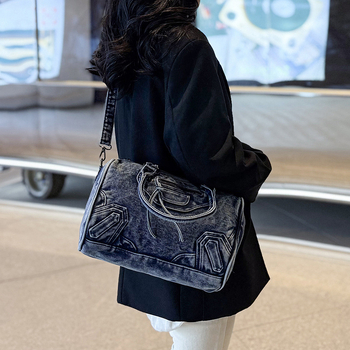 Ženska torba od ispranog denima, velika kapaciteta, ramena ili crossbody, vintage stil, svakodnevna torba