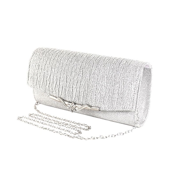 Ženska večernja clutch torbica s metalnim kutijem, ručna izrada, sjajna površina, dekorativne metalne trake