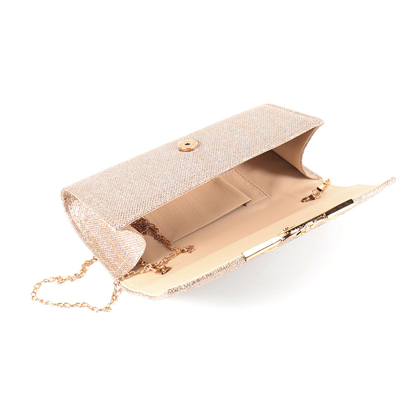 Ženska večernja clutch torbica s metalnim kutijem, ručna izrada, sjajna površina, dekorativne metalne trake