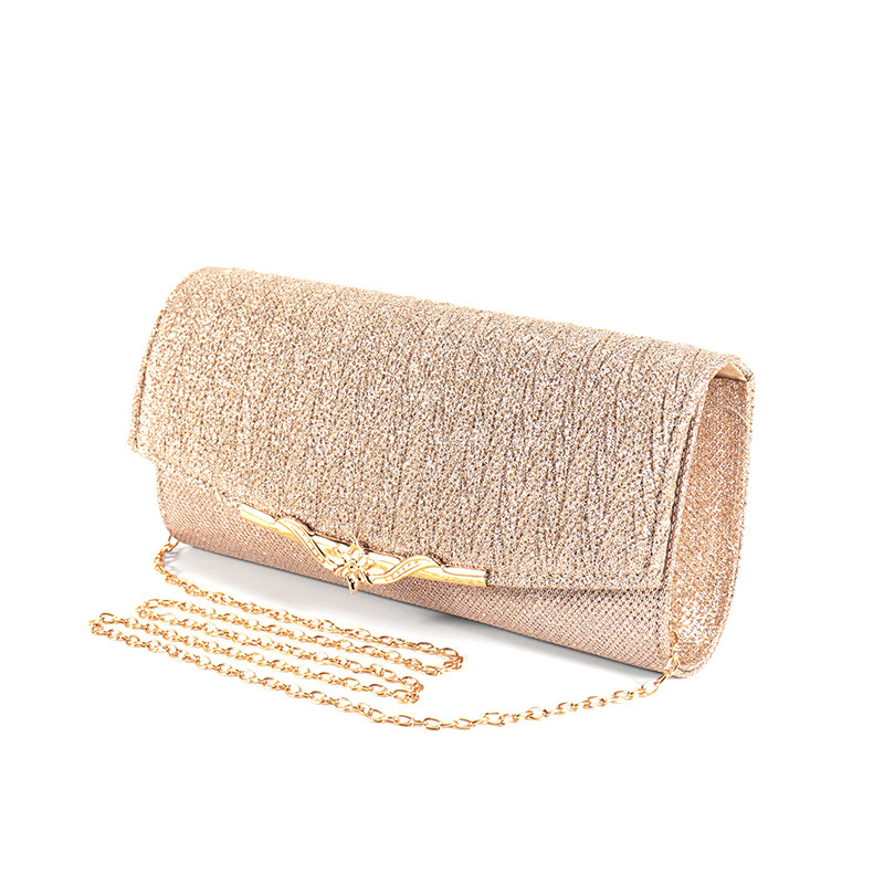 Ženska večernja clutch torbica s metalnim kutijem, ručna izrada, sjajna površina, dekorativne metalne trake