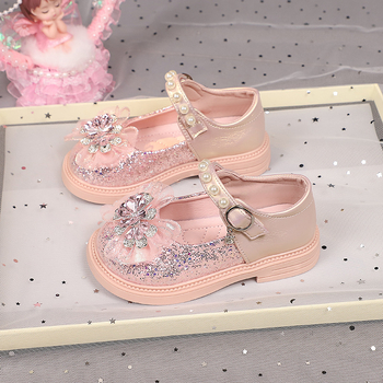 Dječje cipele za princeze sa svjetlima, gornji dio od mikrovlakna, Elsa kristal dekor, mekana potplata, Velcro kopča, perle detalji
