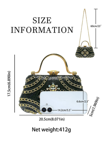 Nova luksuzna večernja torbica sa kristalima, ručna i preko ramena, elegantan večernji clutch