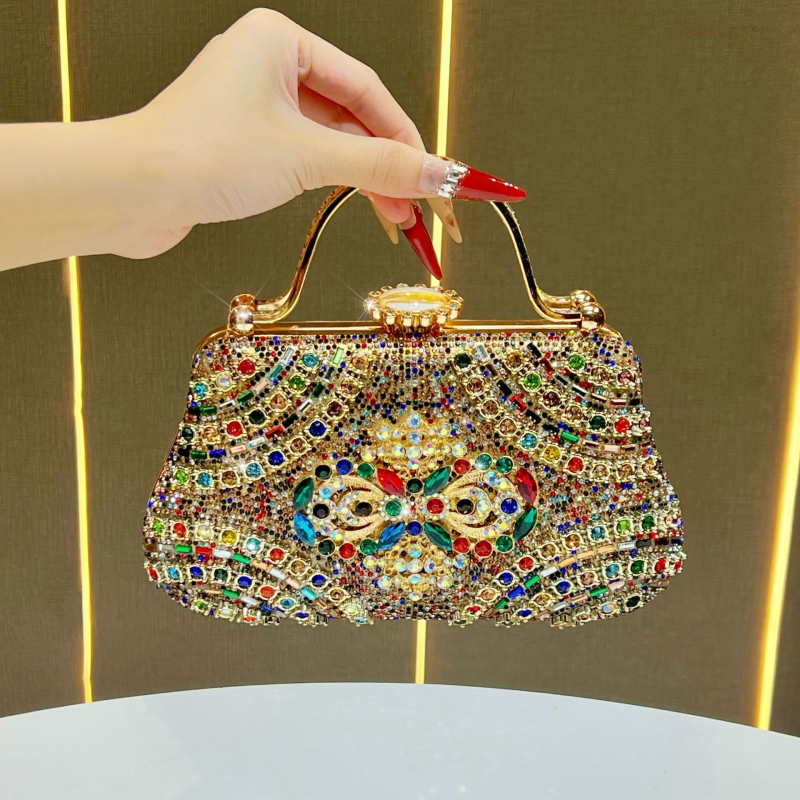 Nova luksuzna večernja torbica sa kristalima, ručna i preko ramena, elegantan večernji clutch