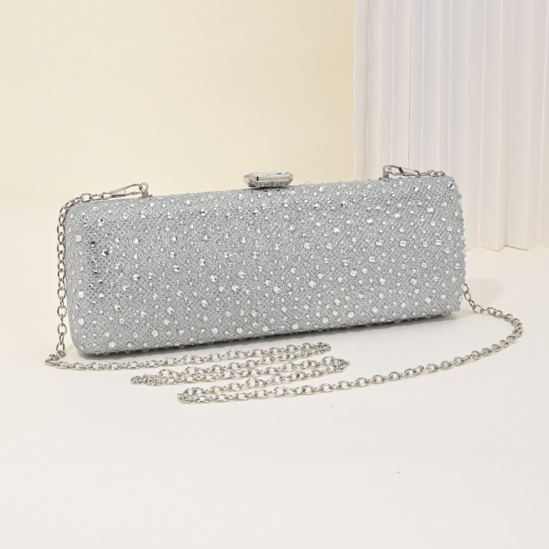Ženska večernja torbica s dijamantima, kutija clutch s lancem