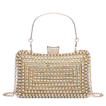 Večernja clutch torbica sa zlatnim kristalima