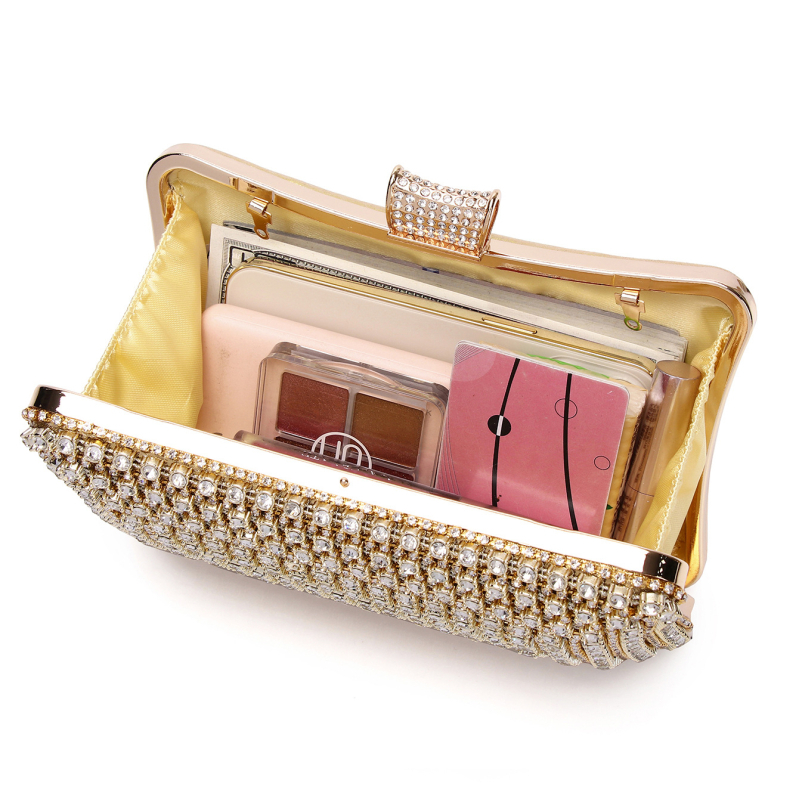 Večernja clutch torbica sa zlatnim kristalima