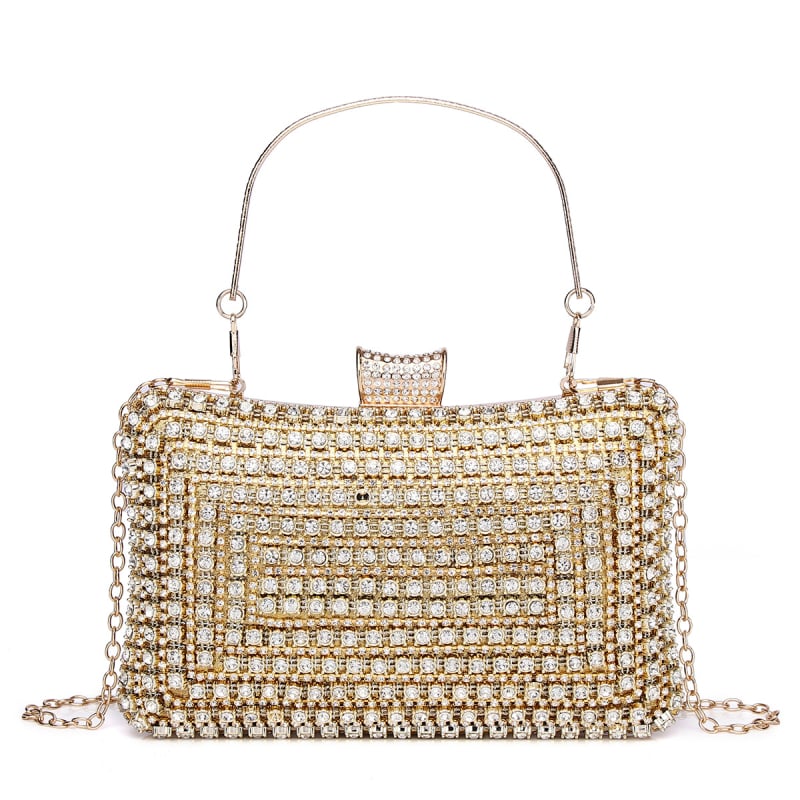 Večernja clutch torbica sa zlatnim kristalima