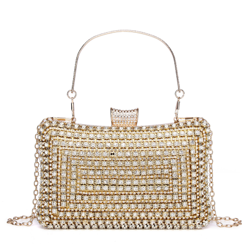 Večernja clutch torbica sa zlatnim kristalima