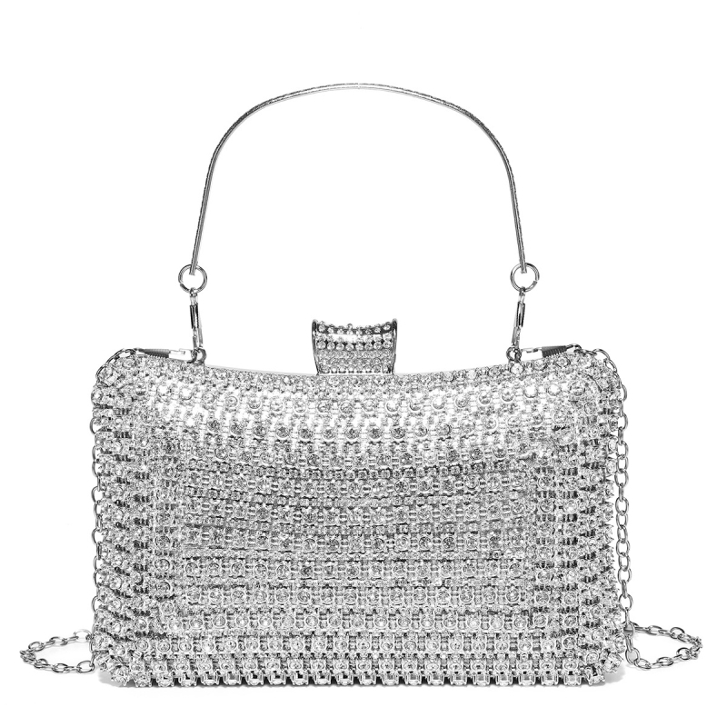 Večernja clutch torbica sa zlatnim kristalima