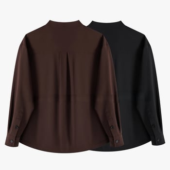 Muška košulja s labavim krojem, jednobojna, retro stil, dugi rukav