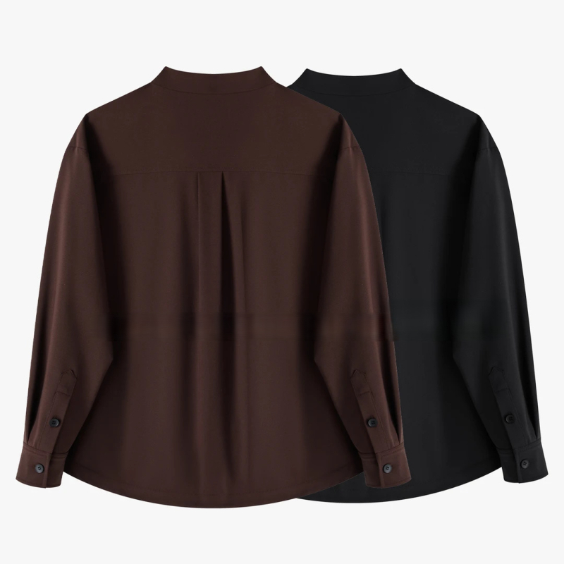 Muška košulja s labavim krojem, jednobojna, retro stil, dugi rukav