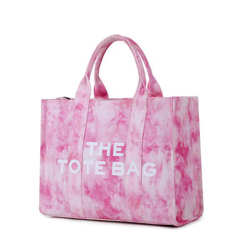 Ženska Letter Tote torba – platnena torba s tie-dye uzorkom, velika kapaciteta, za svakodnevnu upotrebu, preko ramena ili crossbody