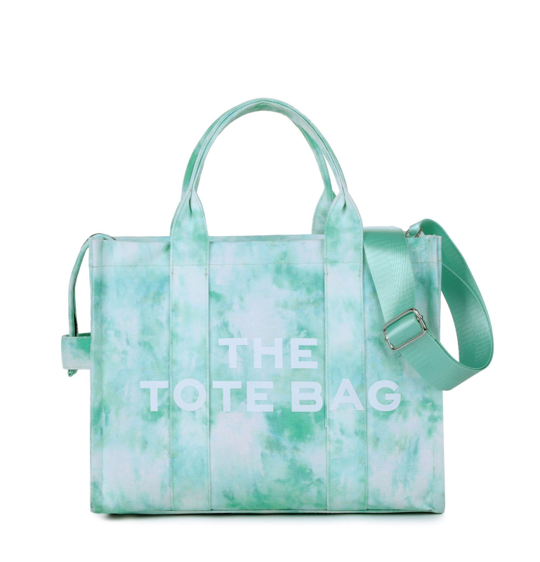 Ženska Letter Tote torba – platnena torba s tie-dye uzorkom, velika kapaciteta, za svakodnevnu upotrebu, preko ramena ili crossbody