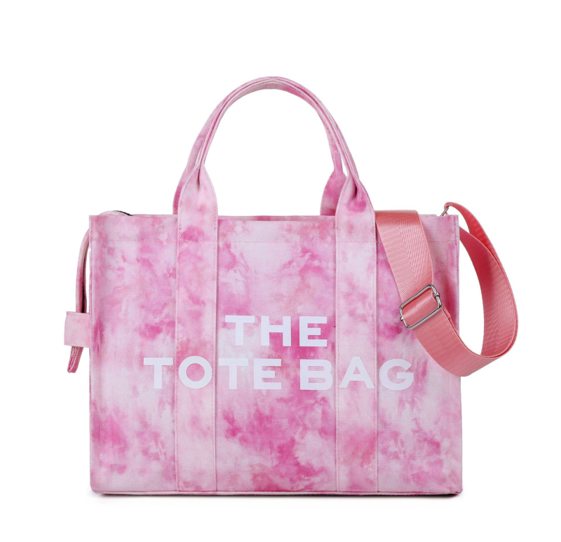 Ženska Letter Tote torba – platnena torba s tie-dye uzorkom, velika kapaciteta, za svakodnevnu upotrebu, preko ramena ili crossbody