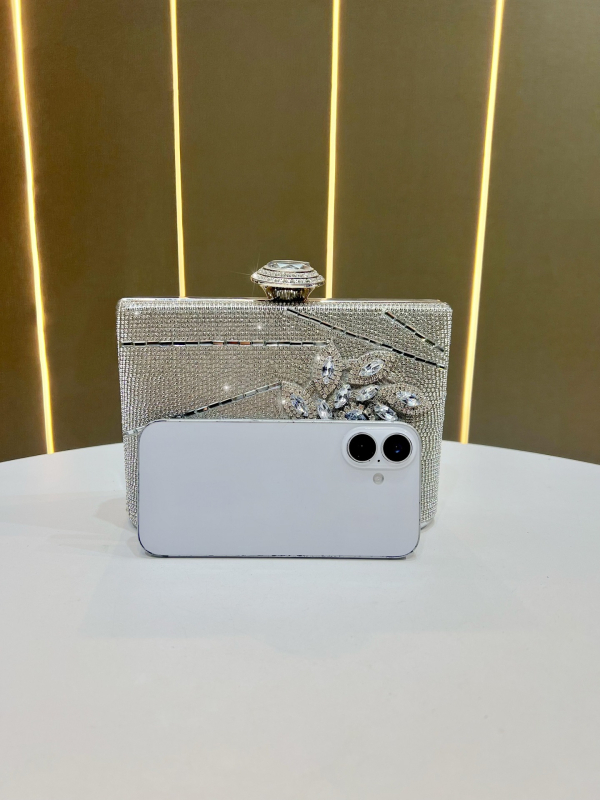 Večernja torbica s kristalima i perlama, elegantna crossbody torbica