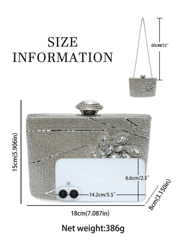 Večernja torbica s kristalima i perlama, elegantna crossbody torbica