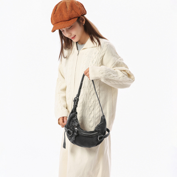 2026 Korejska retro polumjesečna denim torbica za crossbody, mala ženska torba za ramena