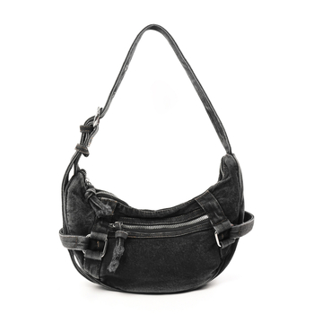 2026 Korejska retro polumjesečna denim torbica za crossbody, mala ženska torba za ramena