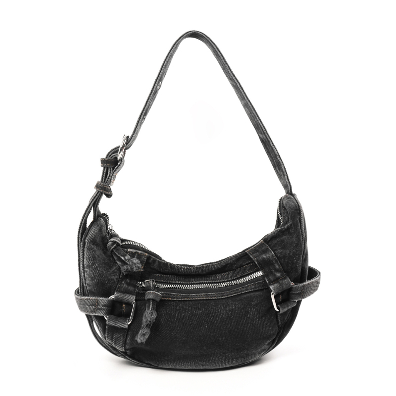2026 Korejska retro polumjesečna denim torbica za crossbody, mala ženska torba za ramena