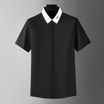 Ljetna muška košulja kratkih rukava, slim fit, s pčelinjim motivom izvezenim, poslovno-šik stil, svestrana