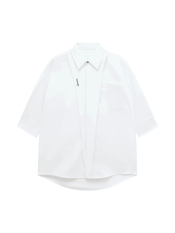 Férfi slim-fit nyári ing, fehér, rövid ujjú, casual elegáns stílus, koreai dizájn