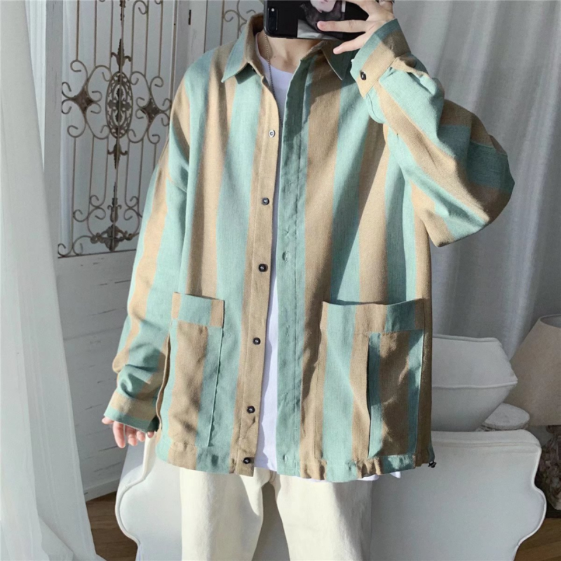 Muška košulja s prugama, dugi rukavi, poslovno- casual stil, slim fit, proljeće i jesen, bez glačanja, modna marka