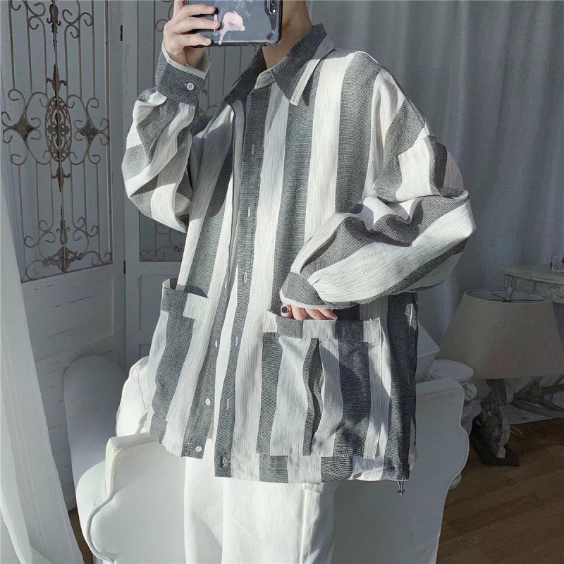 Muška košulja s prugama, dugi rukavi, poslovno- casual stil, slim fit, proljeće i jesen, bez glačanja, modna marka