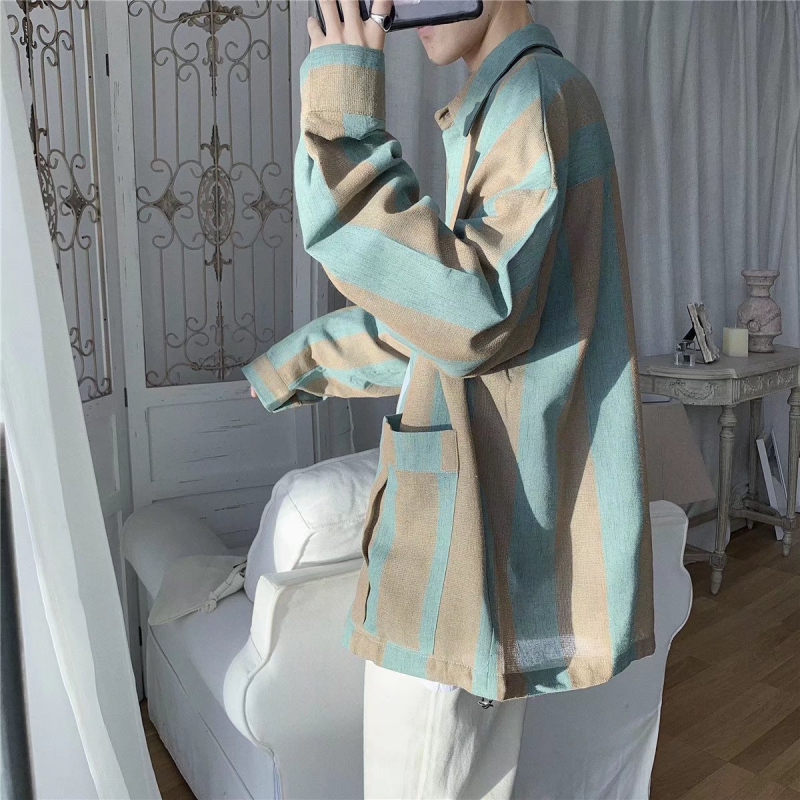 Muška košulja s prugama, dugi rukavi, poslovno- casual stil, slim fit, proljeće i jesen, bez glačanja, modna marka
