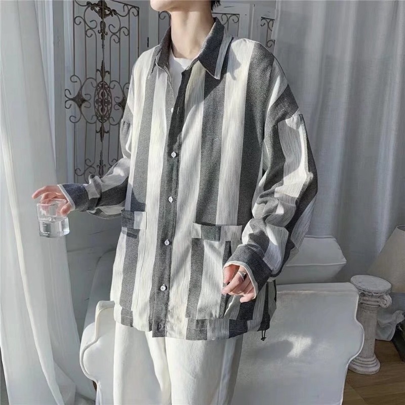 Muška košulja s prugama, dugi rukavi, poslovno- casual stil, slim fit, proljeće i jesen, bez glačanja, modna marka
