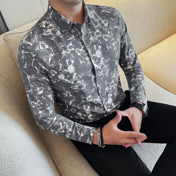 Férfi hosszú ujjú ing, Slim fit, kiváló nyomtatás, tavasz–ősz divat, modell 3207
