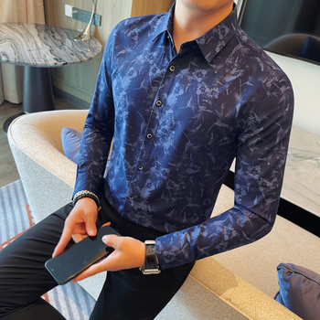 Férfi hosszú ujjú ing, Slim fit, kiváló nyomtatás, tavasz–ősz divat, modell 3207