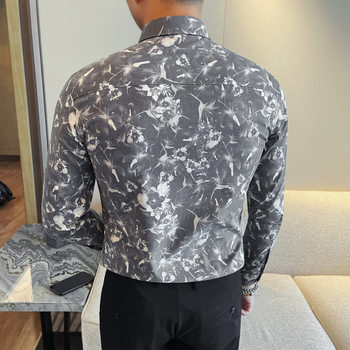 Férfi hosszú ujjú ing, Slim fit, kiváló nyomtatás, tavasz–ősz divat, modell 3207