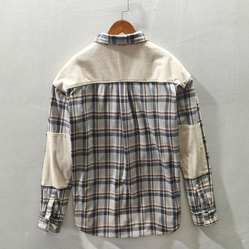 Z163 Őszi-téli férfi casual kockás patchwork hosszú ujjú ingdzseki