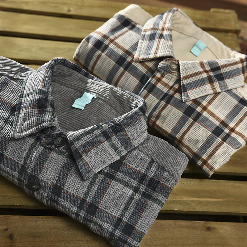 Z163 Őszi-téli férfi casual kockás patchwork hosszú ujjú ingdzseki