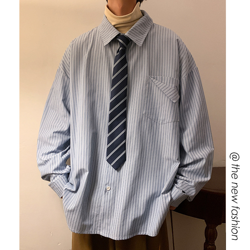 Muška prugasta košula s dugim rukavima, plus veličina, proljeće, opušteni kroj, casual BF stil, model C818-P50