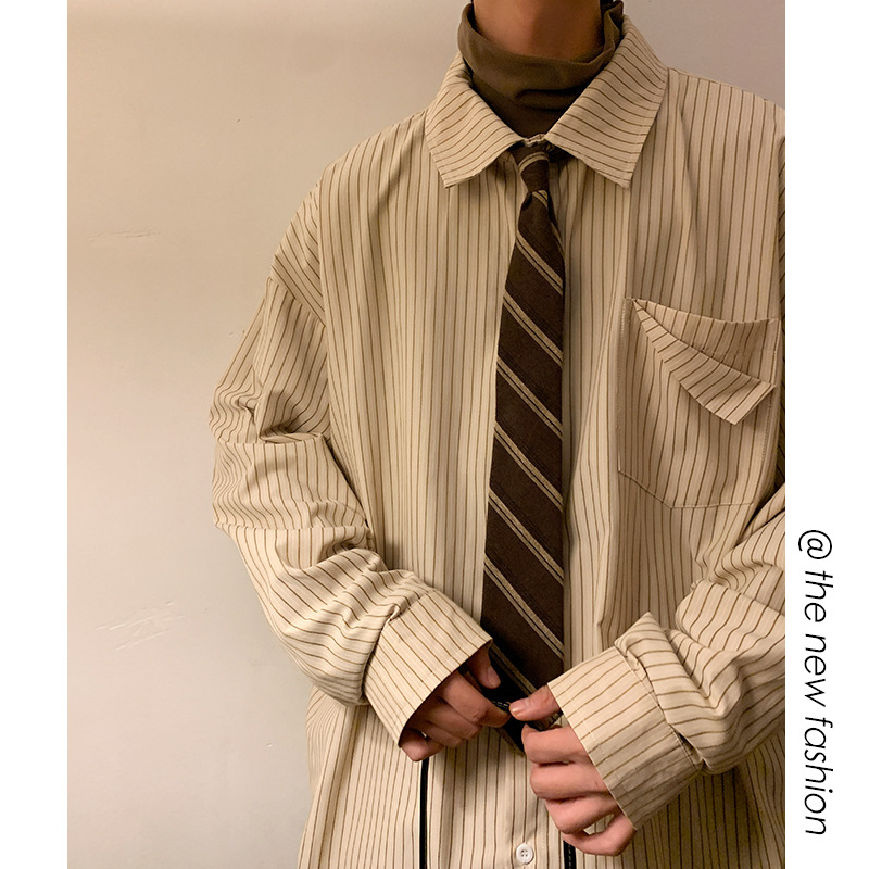 Muška prugasta košula s dugim rukavima, plus veličina, proljeće, opušteni kroj, casual BF stil, model C818-P50