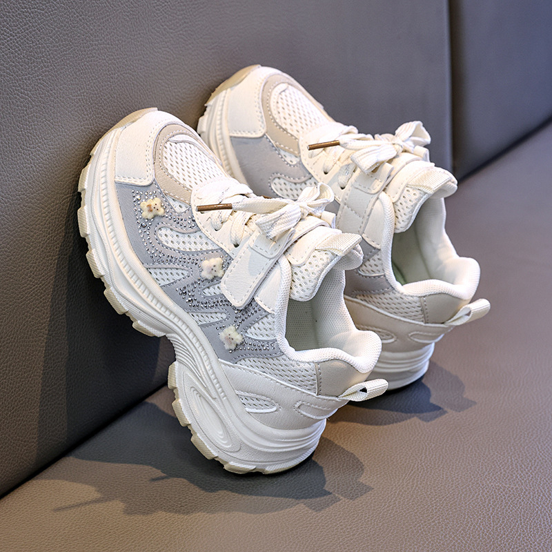 Dječje tenisice za djevojčice, mrežasti gornji dio, prozračan dizajn, mekani đon, stil chunky dad shoes, svestrane svakodnevne obuće za djecu, proljetni model 2026