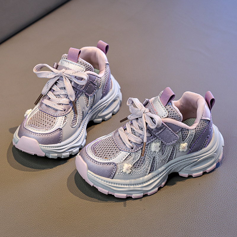 Dječje tenisice za djevojčice, mrežasti gornji dio, prozračan dizajn, mekani đon, stil chunky dad shoes, svestrane svakodnevne obuće za djecu, proljetni model 2026