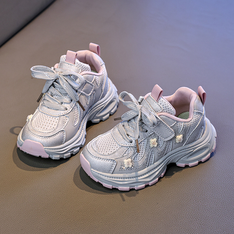 Dječje tenisice za djevojčice, mrežasti gornji dio, prozračan dizajn, mekani đon, stil chunky dad shoes, svestrane svakodnevne obuće za djecu, proljetni model 2026