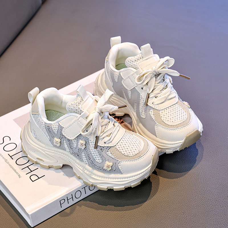 Dječje tenisice za djevojčice, mrežasti gornji dio, prozračan dizajn, mekani đon, stil chunky dad shoes, svestrane svakodnevne obuće za djecu, proljetni model 2026