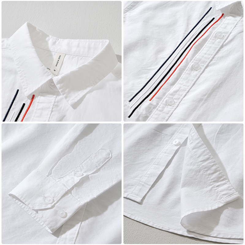 Muška košulja s dugim rukavima za proljeće i jesen, visokokvalitetan pamuk, color-block dizajn, slim fit, za svakodnevno nošenje