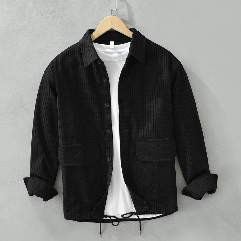 8880 Muški casual kardigan s dugim rukavima, japanskog stila, rever ovratnik, jednobojan, mješavina pamuka.