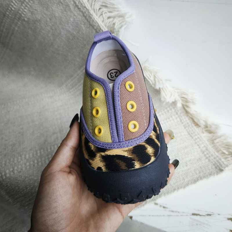 2025 Dječje tenisice s kontrastnim blokovima boja, kariranim uzorkom, slip-on, mekana potplata, platnene tenisice, unisex